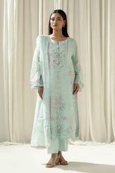 EMBROIDERED COTTON NET STITCHED 3 PIECE SUIT