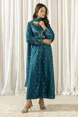 EMBROIDERED CAMBRIC STITCHED 3 PIECE SUIT