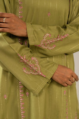 EMBROIDERED VISCOSE CREPE LUREX STITCHED SHIRT BOTTOM SUIT