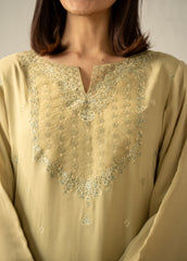 EMBROIDERED CHIFFON STITCHED 3 PIECE SUIT