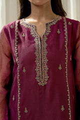 EMBROIDERED KHADDI NET STITCHED 3 PIECE SUIT